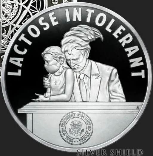 1 oz silver proof Lactose Intolerant Joe Biden  .999 Pure COA SSG Silver Shield