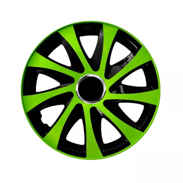 14" Wheel Trims Covers Hub Caps Universal Car 4 PCS ABS Green Black Durable Set