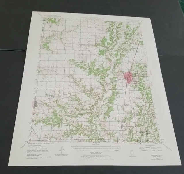 Effingham Illinois Original 1950 Usgs Quadrangle Map 17X21 Excellent Condition