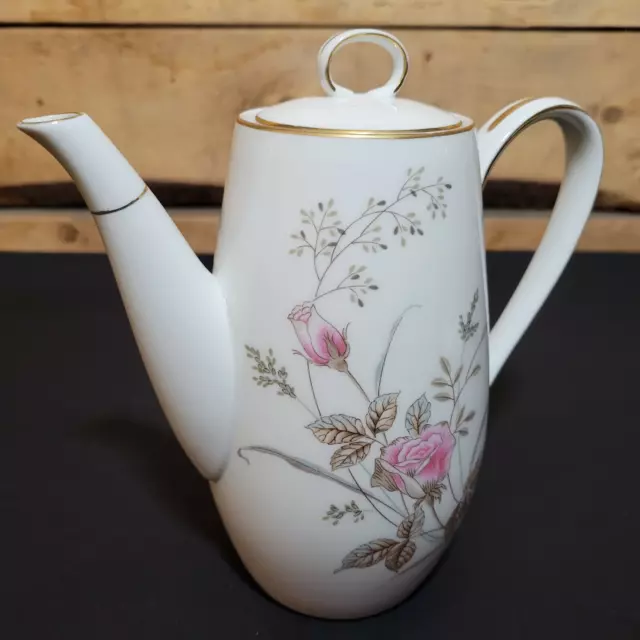 Noritake Coffee Pot Luise Rose Bud Flowers 5763 Japan 1956-1962 6"  Swanky Barn