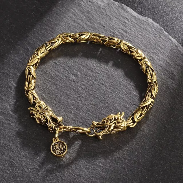 925 Sterling Silver Vintage Dragon Bracelet Unique Elegant Trendy Bangle Jewelry