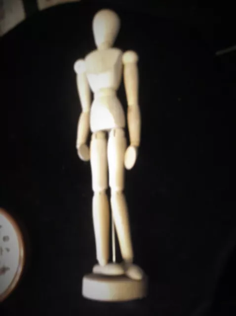 Wooden Artists Mannequin Model Articulated Limbs For Different Poses On Base 13"
