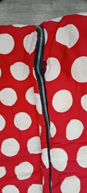 60s 70s Sleeping Bag Vintage Mod Blanket Red White Dots Groovy Reversible