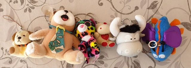LOT N. 3 - 6 PELUCHES Porte-Clés - POISSON VIBRANT A LA TRACTION DE LA CORDE