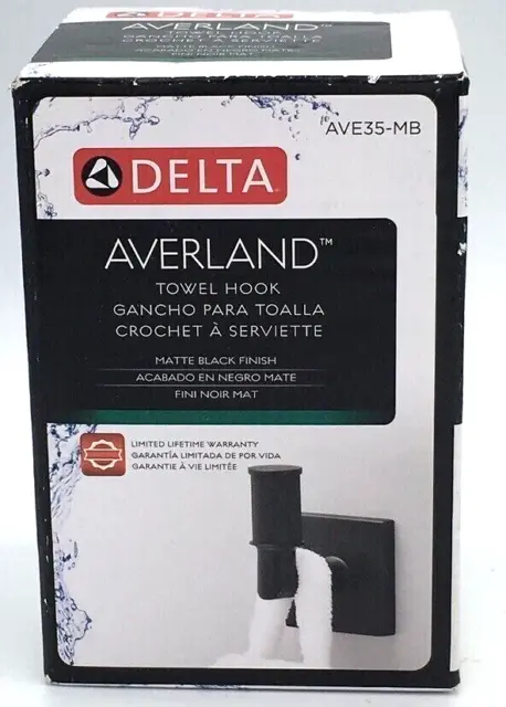 Gancho de toalla Delta Averland en negro mate AVE35-MB