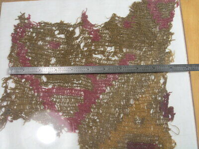 Ancient Pre Columbian Chancay Colorful Net / Gauze Textile Fragment 12x16" Case 8