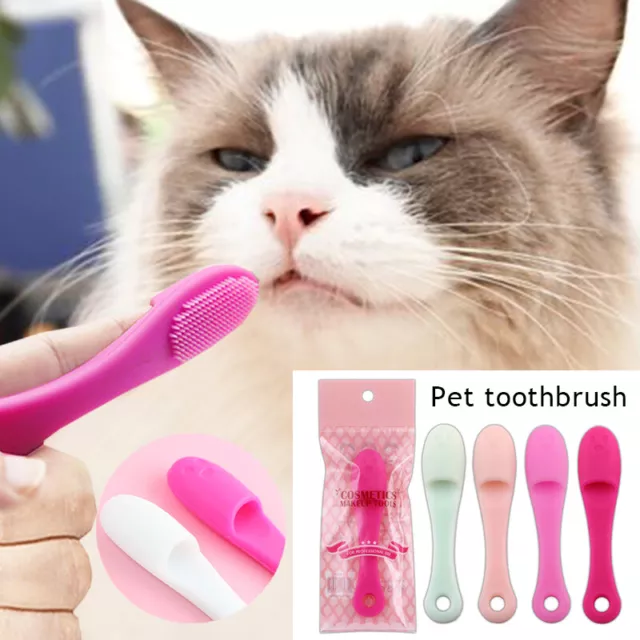 2X Haustier Reinigung Bürste Katze Kinn Mitesser Hund Zähne Zunge Überzogen Sili