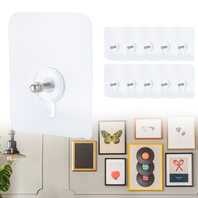 10x Wall Hanging Seamless Adhesive Traceless Hooks Screw Stickers Punch-free