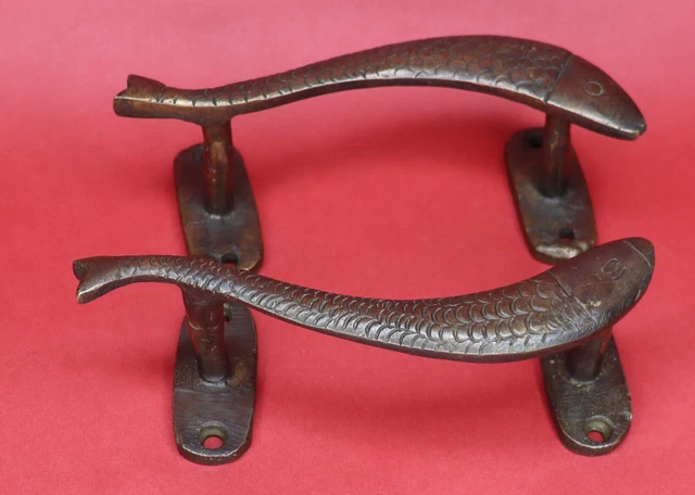 Fish Shape Victorian Antique Finish Handmade Brass Door Pull Handles Home Décor