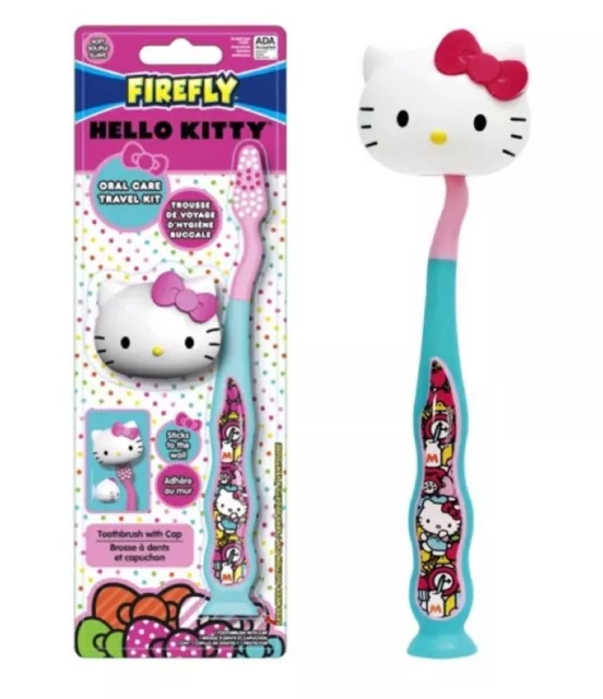 Firefly Sanrio Kids Hello Kitty Tooth Brushes + Holder Cute Travel Kit Children