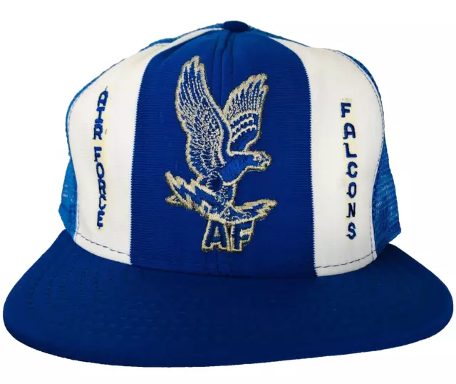 VINTAGE AIR FORCE Falcons Cap Snapback Blue Trucker Hat Flying Eagle ...