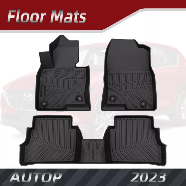 All Weather Floor Mats for 2017-2024 Mazda CX-5 3D TPE Rubber Liners 3PCS Set