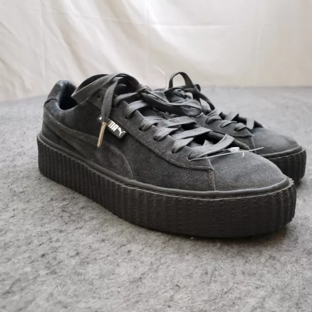 Puma x Fenty Rihanna Shoes Womens 10 Gray Creeper Platform Sneakers Lace Up