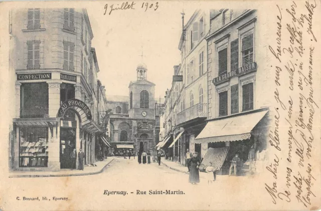 Cpa 51 Epernay Rue Saint Martin