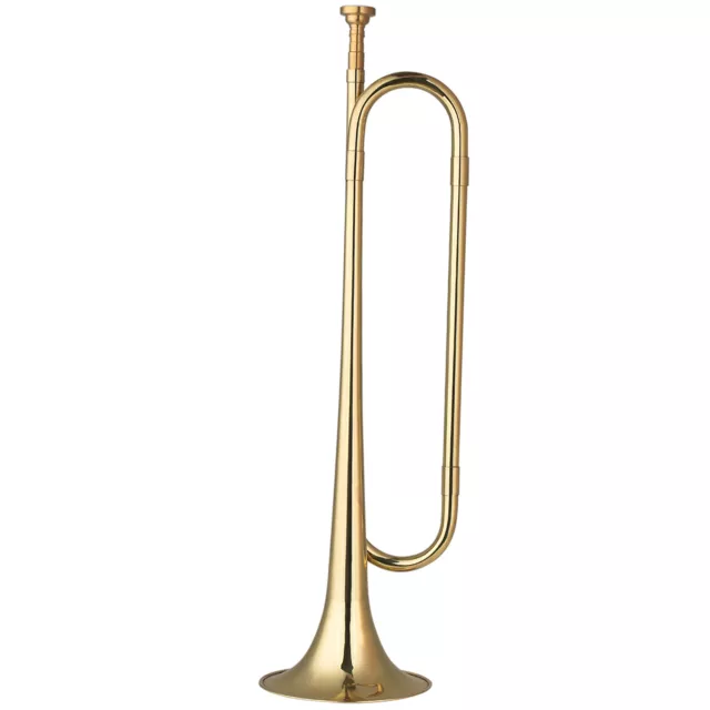 Brass C Bugle Call Gold-Plated Trumpet Cavalry Horn with Mouthpiece