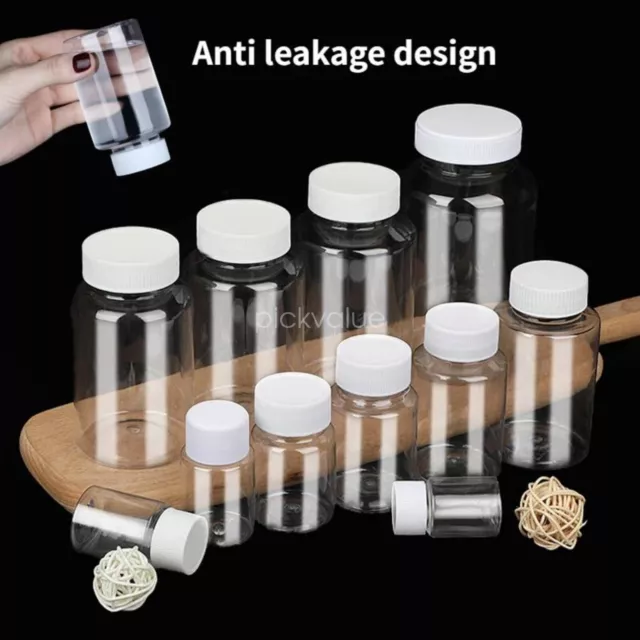 15-100ml Plastic Empty Liquid Bottles Reagent Sample Containers Medicine Storage