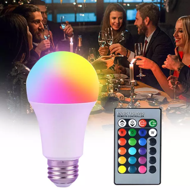 E27 RGBW LED Light Bulb 16-Color Changing W/ Remote For Home Party Room Decor