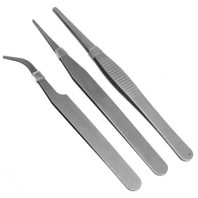 Lot de 3 pincettes de précision de qualité professionnelle pour composants él