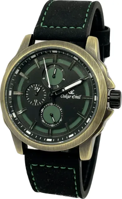 Orologio Oskar Emil Classic IMPALA Qualità Uomo Calendario Multifunzione Pelle Scamosciato