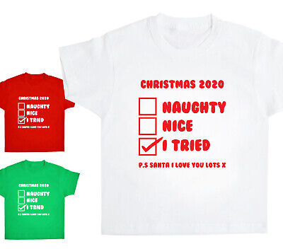 Per Bambini Natale T-shirt T-shirt SANTA sporcaccione Nizza Ragazzi Ragazze Regalo Di Natale