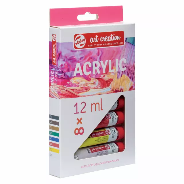 Talens Art Creation Acrylique Peinture Set Couleurs Assorties 8 X 12ml
