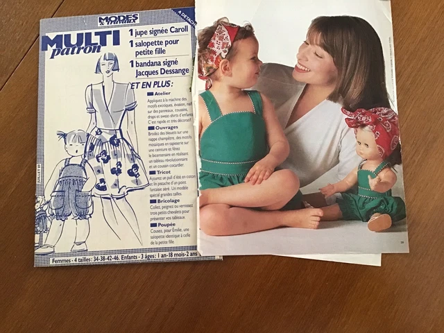 ANCIEN PATRON POUPÉE modes et travaux NON DECOUPER COMPLET mai 1977 EUR