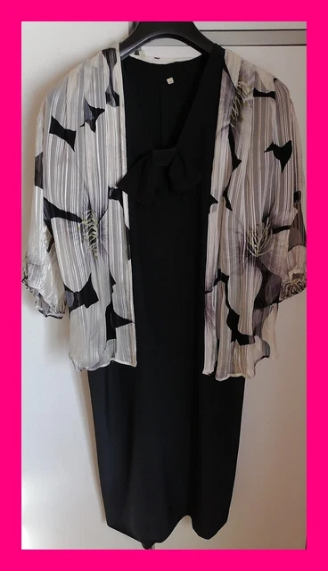 Vestito Vestino da Donna Elegante in Seta Colore Blu Nero con Camicia Taglia 46