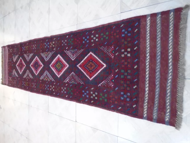 17078 # Incredibile tappeto afgano Mashwani Runner Kilim fatto a mano 240 x 60 cm