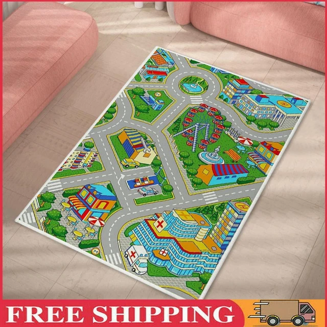 Kids Cartoon Carpet Rectangular Crawling Rug for Playroom Bedroom (60*90cm C)