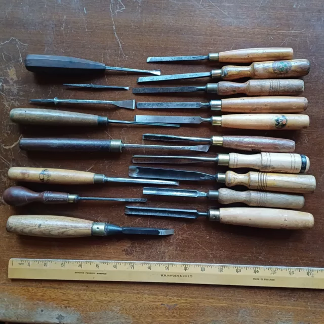 JOB LOT Vintage MARPLES Carving GOUGES & Wood Chisels