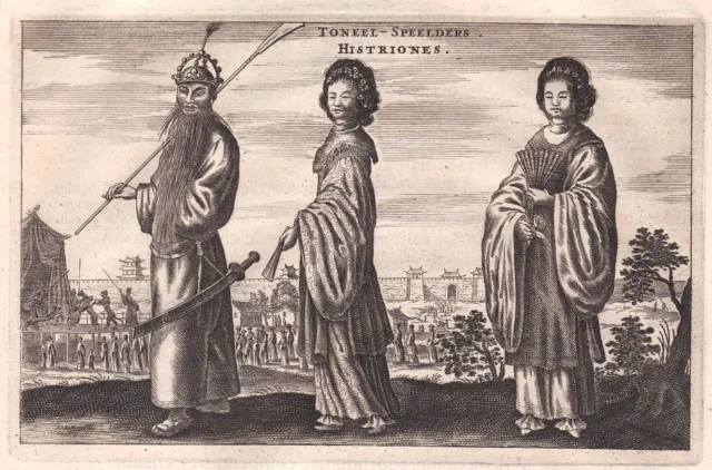 Gaukler Schauspieler actors juggler Kupferstich engraving Nieuhof Asia 1668
