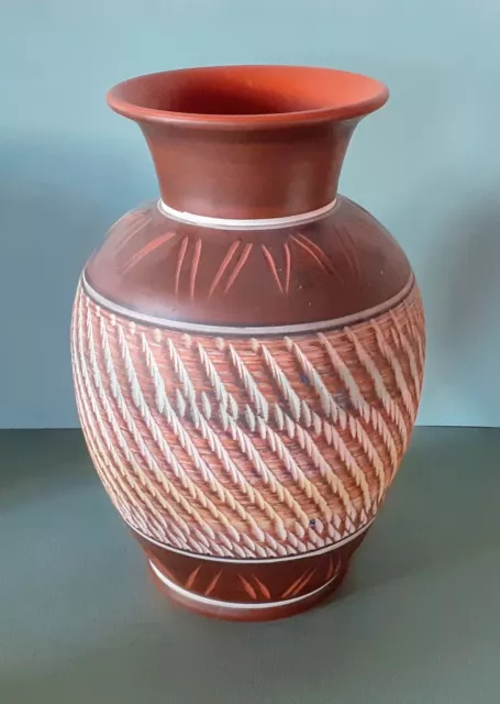 AKRU Keramikvase Höhe 30cm Sgraffito Dekor Modell 9-30 Klinker KeramikVintage