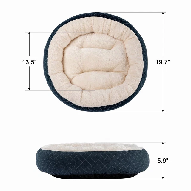 3X Donut Plush Pet Dog Cat Bed Fluffy Soft Warm Calming Bed Sleeping Kennel Nest 2