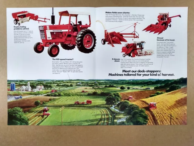 1974 IH International Harvester Hydro 100 Tractor 715 Combine vintage print Ad
