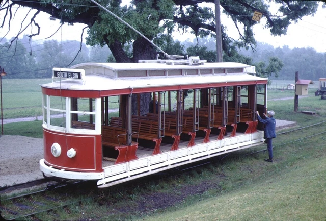 Open side Trolley Streetcar Original Kodachrome Kodak slide