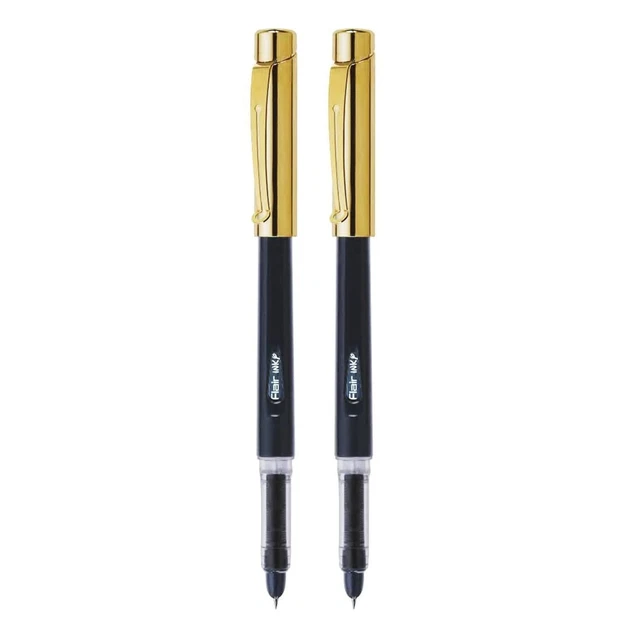 FLAIR INKY MOVE Blister Pack of 2 Gold Liquid Ink Fountain Pen With FS ...