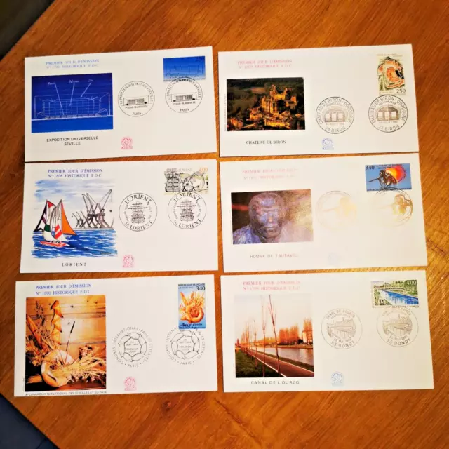 ⭐ FRANCE Lot 6 Enveloppes P.J COQ Année 1992 FDC 1er Jour - Timbre Poste ⭐