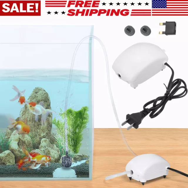Aquarium Mini Bubble Air Stone Aerator Fish Tank Silent Hydroponic Oxygen Pump