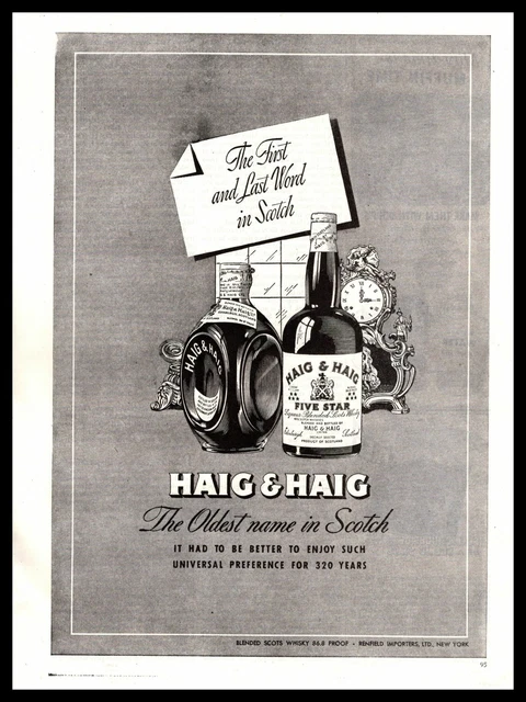 1947 Haig & Haig Blended Scots Whisky "The Oldest Name In Scotch" Print Ad