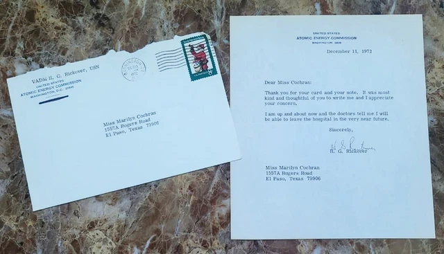 Admiral Hyman G. Rickover ''Father Of The Nuclear Navy'' Signed Typed Letter