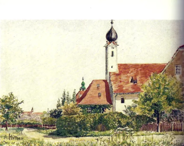 Adolf Hitler  Painting art southern Bavarian church 1925  CANVAS PRINT signature