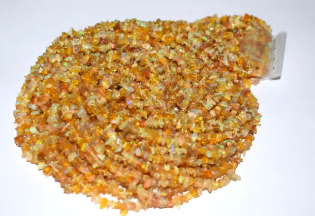 8 " Lose Strand Feuer Äthiopische Opal Edelstein Chips Nuggets 4-6 MM Perlen