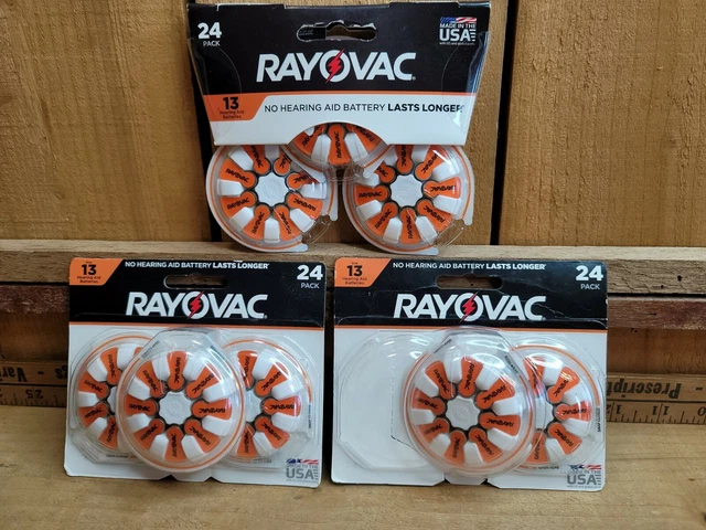EXP 2022 y 2024 ~ 64 baterías de audífono Rayovac 1.45 V ~ TALLA 13 ~ NUEVO EN PAQUETE