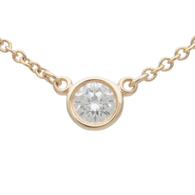 Auth Tiffany&Co. By the Yard 1P Diamond Necklace 0.14ct K18 Yellow Gold Used F/S