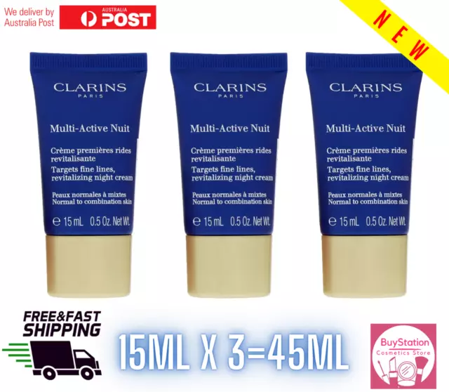 CLARINS Multi Active Night Cream Normal to Combination  15ML X 3 =45ML *NEW*