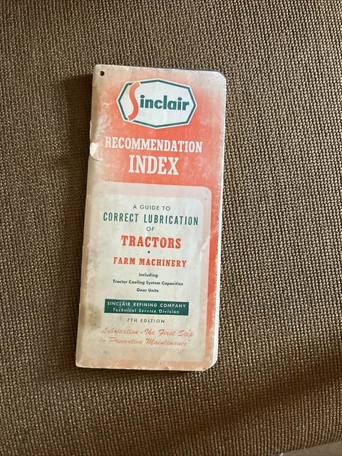 vintage 1958 Sinclair Oil Capacity & Recommendation Index
