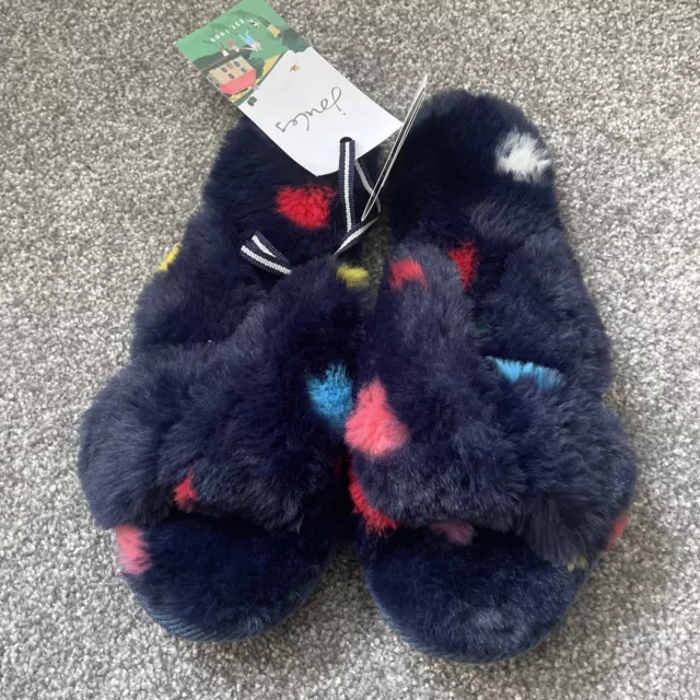 BNWT JOULES SLUMBER Faux Fur Slider Slippers Size Small UK 3 4