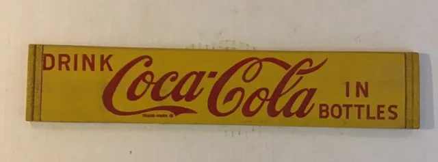 Vintage Wooden Coca-Cola, Coke, Case Piece Yellow, 18” X 3 1/2”