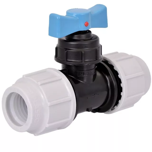 Plasson 32mm stop cock for blue MDPE water pipe. Stopcock stop tap 3407032