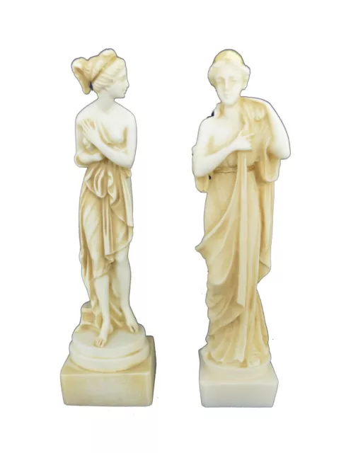 Artemis und Sappho Skulptur klein gealterte Statue Set